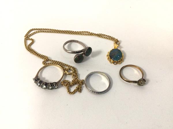 A mixed lot of jewellery including a ring marked 18ct and silver, with five graduated clear - Image 2 of 2