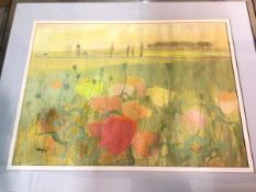 Irene M Halliday RSA (b 1931), Poppies in Field, watercolour, signed bottom left (40cm x 55cm)