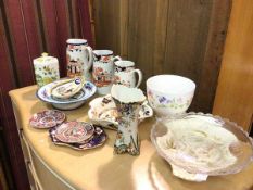 A mixed lot of china including a graduated set of Victorian Indiana pattern jugs, a Masons tea