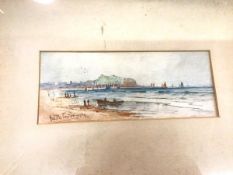 Justin Smith, Harbour Scene, watercolour, signed and dated 1924 bottom left (10cm x 25cm)