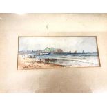 Justin Smith, Harbour Scene, watercolour, signed and dated 1924 bottom left (10cm x 25cm)