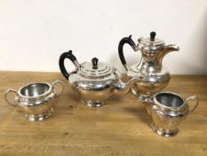 An Epns teapot (14cm) and matching coffee pot, milk jug and sugar bowl (4)