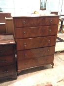 A 1930s mahogany tall chest of drawers, the rectangular top with moulded edge above five graduated