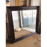 A large wall mirror, with bevelled square glass within reeded frame (150cm x 150cm)