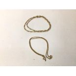 Two 18ct gold necklaces (each: 20cm) (combined: 9.94g)