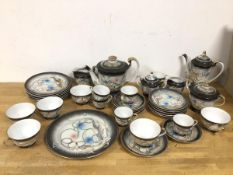 A 1920s Japanese part tea and coffee service with teapot (17cm), coffee pot, milk jug, sugar