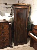 An Edwardian pine single door wardrobe with hanging space to interior (a/f) (181cm x 68cm x 56cm)