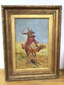 A. Dewar, Man Riding in Desert, signed and dated 18.. (44cm x 28cm)