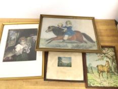 A collection of 19thc. prints, including two coloured prints both depicting Children, another