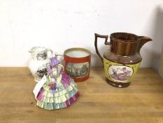 A mixed lot of china including Royal Doulton figure, Chloe (14cm), a Prattware mug, a Royal