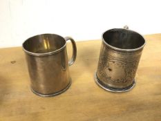 A late 19thc Birmingham silver Christening mug and a late 19thc London silver Christening mug (
