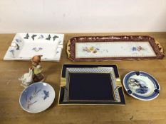 A mixed lot including a Limoges ashtray in classical taste (20cm x 16cm) and a Limoges tray with