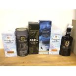 A collection of whisky including Bunnahabhain, a Highland Park, Viking Tribe, two Dalwhinnie,