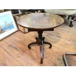 A 19thc mahogany oval table, with single drawer on later turned pedestal support (48cm x 54cm x