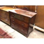 A 1930s/40s chest of drawers, the ledge back with hump centre, with rounded edges above three