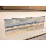 Wilson Wood, Coastal Landscape, watercolour, signed bottom right (18cm x 52cm)