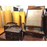 A 1920s/30s dressing table superstructure components, including a hinged mirror on base with lift