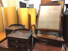 A 1920s/30s dressing table superstructure components, including a hinged mirror on base with lift