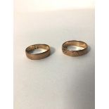 Two 9ct gold wedding bands (P and N) (combined: 3.3g)