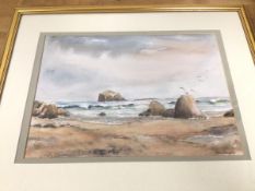 Elinor Dempster, Bass Rock, watercolour, signed bottom right (26cm x 37cm)