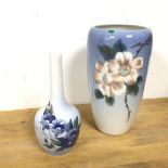 A Royal Copenhagen vase, of tapering form (23cm) and another bottle shaped bud vase (2)