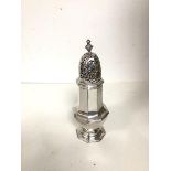 A Chester silver sugar castor, markings rubbed (16cm) (92g)