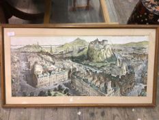 An early 20thc print of Edinburgh, taken from Charlotte Square, depicting New Town, Old Town,