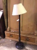 A 1920s floor lamp, with turned stem on circular base (133cm to top of shade)