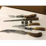 A set of bone handled carving knives and forks, marked L&S Sheffield (longest: 37cm)