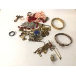 A collection of costume jewellery including bangles, chain necklaces, brooches, sleevelinks etc. (