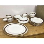 A Royal Doulton Rochelle pattern dinner service including eight dinner plates (26cm), six soup