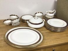 A Royal Doulton Rochelle pattern dinner service including eight dinner plates (26cm), six soup