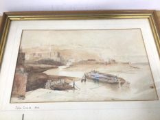 John Cruise, Harbour beneath Cliffs, watercolour sketch, inscribed John Cruise 1834 to matting (18cm