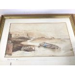 John Cruise, Harbour beneath Cliffs, watercolour sketch, inscribed John Cruise 1834 to matting (18cm