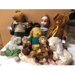 A collection of vintage stuffed toys including Childs Play toys by Deans Child Play, stuffed