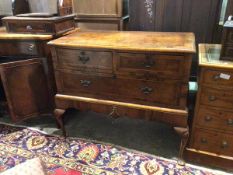 A 1930s/40s Queen Anne style walnut veneer chest on stand, fitted two short drawers above long