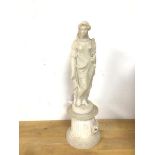 An alabaster figure of a Classical figure holding a sickle and wheat (with base: 45cm)