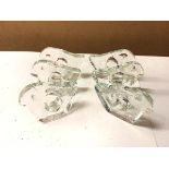 A set of six Swedish Pukeberg glass napkin holders of abstract bird design (6)