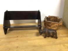 A mixed lot including a book trough (17cm x 31cm x 16cm), a carved wooden bear and a carved bowl (