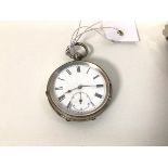 An early 20thc open faced pocket watch, the interior marked 935, full jeweller lever, Swiss (5cm)