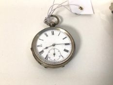An early 20thc open faced pocket watch, the interior marked 935, full jeweller lever, Swiss (5cm)