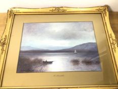 F. Arnold, Moonlight on the Loch, gouache, signed bottom right (25cm x 34cm)