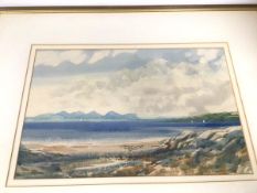 John Mathieson RGI (active c.1936-1987), Western Isles Coastline, watercolour, signed bottom