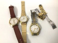 A group of gentleman's wristwatches including an Oris, Daniel Perret, Omega (3)