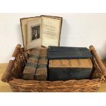 A collection of books including The Works of Robert Burns, James Currie, published 1835, inscribed