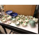 A mixed lot of china including a blue and white transfer printed bowl (8cm x 21cm), another blue and