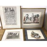 A collection of prints, including 18thc and 19thc prints, one entitled A Whim or a Visit to the