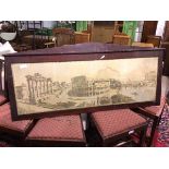 A late 19thc/early 20thc tapestry depicting Roman views (a/f), in mahogany frame with pediment