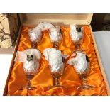 A set of six Edinburgh Crystal sherry glasses (each: 10cm) in original box