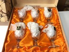 A set of six Edinburgh Crystal sherry glasses (each: 10cm) in original box